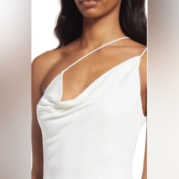 MISHA Saira Slinky Asymmetrical Drape Midi Dress in White NWOT - Picture 4 of 9